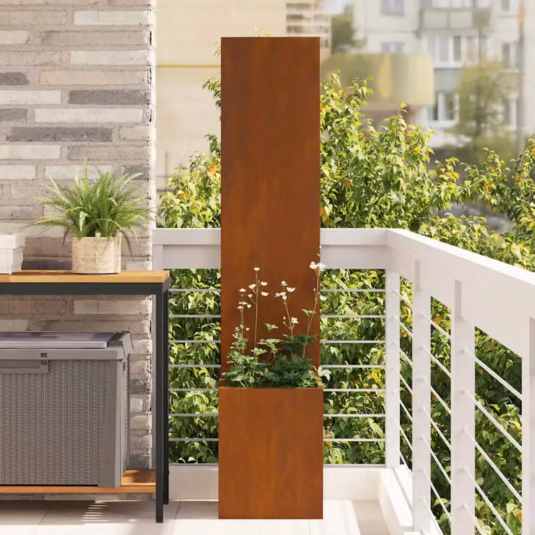 Paravent per privacy in giardino vidaXL in acciaio, Marrone, L/P/H: 32 x 32 x 150 cm