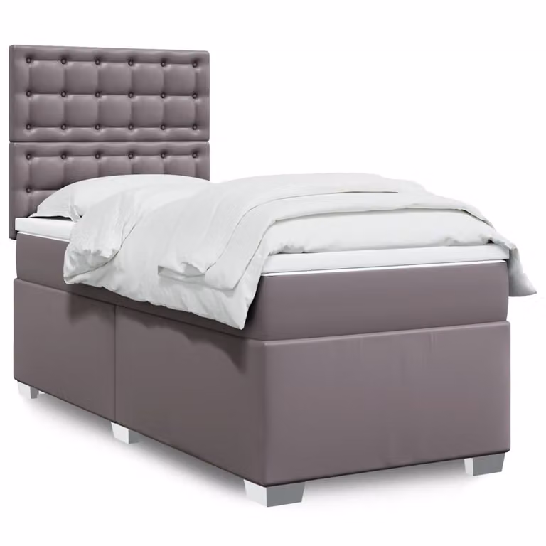 vidaXL Giroletto a Molle con Materasso in Similpelle Grigio, L/P: 100 x 200 cm