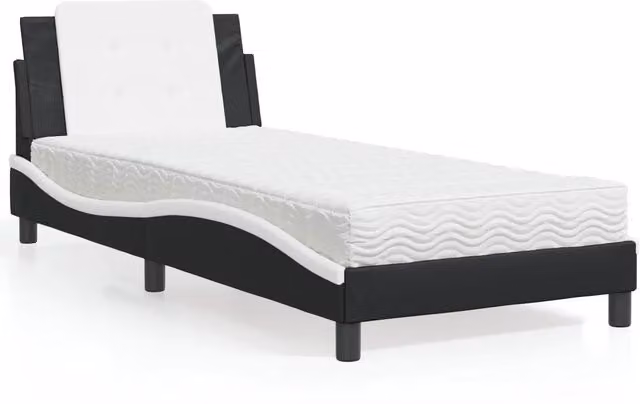Giroletto senza Materasso-Struttura Letto Zadar Nero e Bianco 90x200 cm in Similpelle 308865