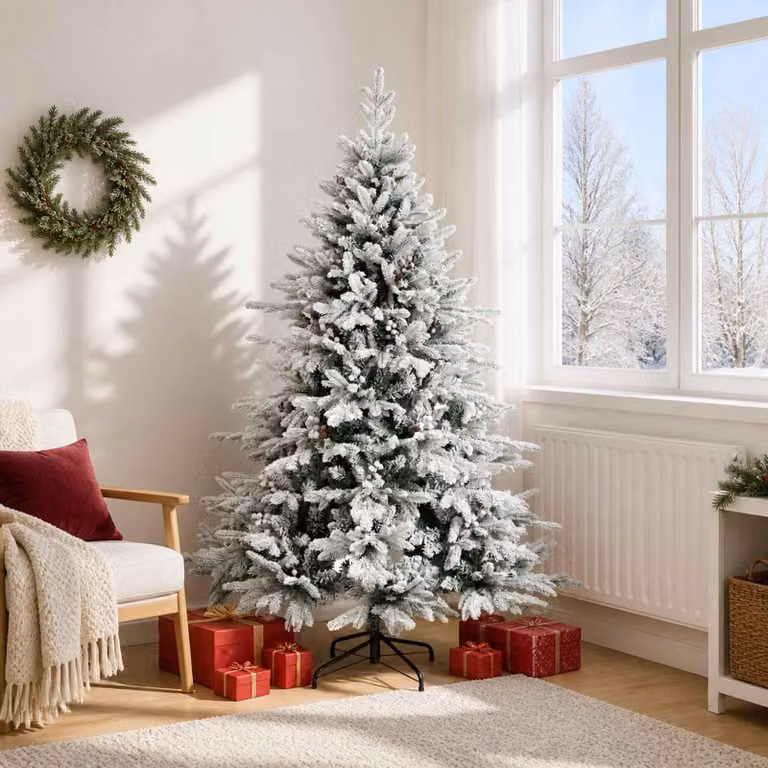 Albero di Natale artificiale pieghevole, altezza 180 cm, realizzato in PVC e metallo