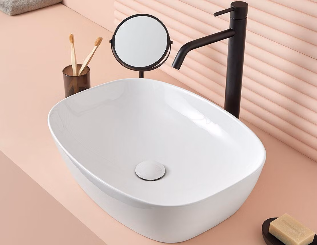 Lavabo da appoggio BALTA 50,5 x 38,5 x 14h cm, con valvola a stelo "ClickClack", bianco