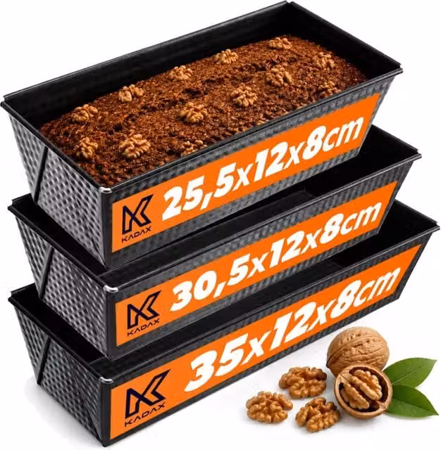 Teglia da forno rettangolare Kadax in acciaio al carbonio antiaderente, colore nero, L/P/H: 12 x 12 x 8 cm