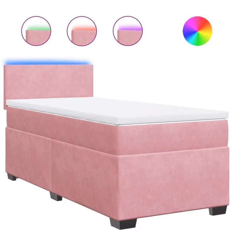Giroletto a Molle con Materasso Rosa 90x200 cm in Velluto