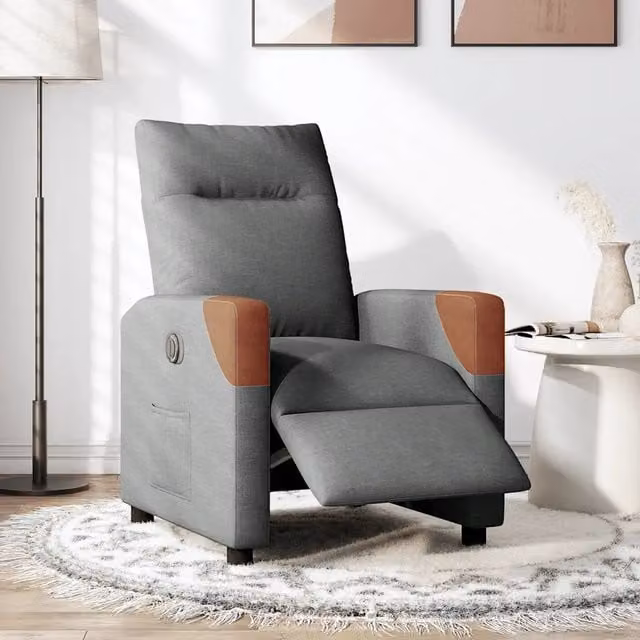 Poltrona Elettrica Reclinabile Grigio Scuro in Tessuto 3323991
