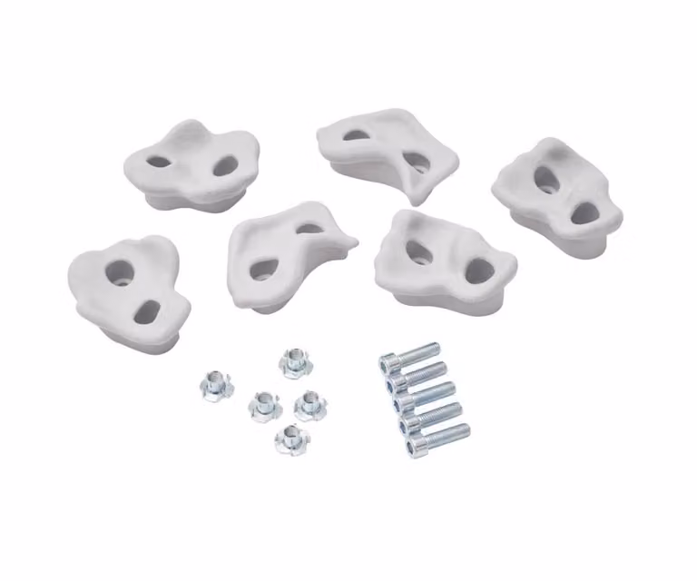 Set di 5 prese da arrampicata TRIBECCO con attacco - per pareti da arrampicata indoor e outdoor (grigio)