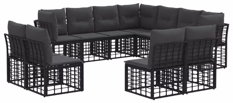 Set di divani da esterno Nero Poliestere