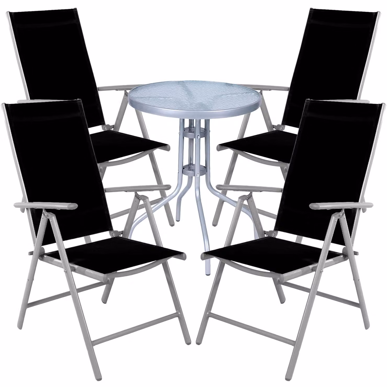 Set da bistrot, 5 pezzi, grigio argento / nero