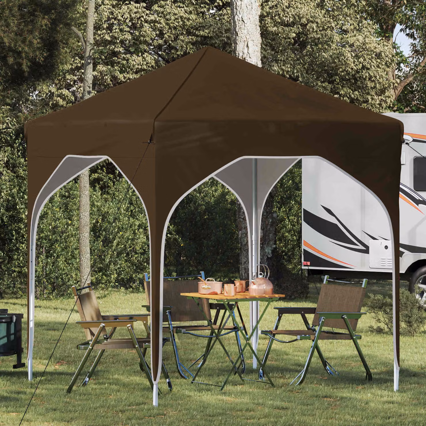 vidaXL Tenda per feste a pop-up in poliestere, Tortora, L/P/H: 194 x 194 x 245 cm