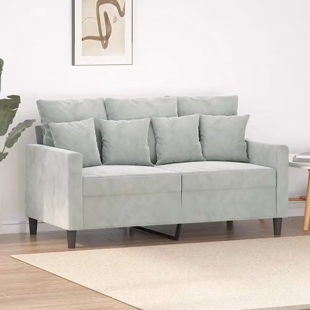 Divano a 2 Posti-Sofa 2 Posti Grigio Chiaro 120 cm in Velluto 648954