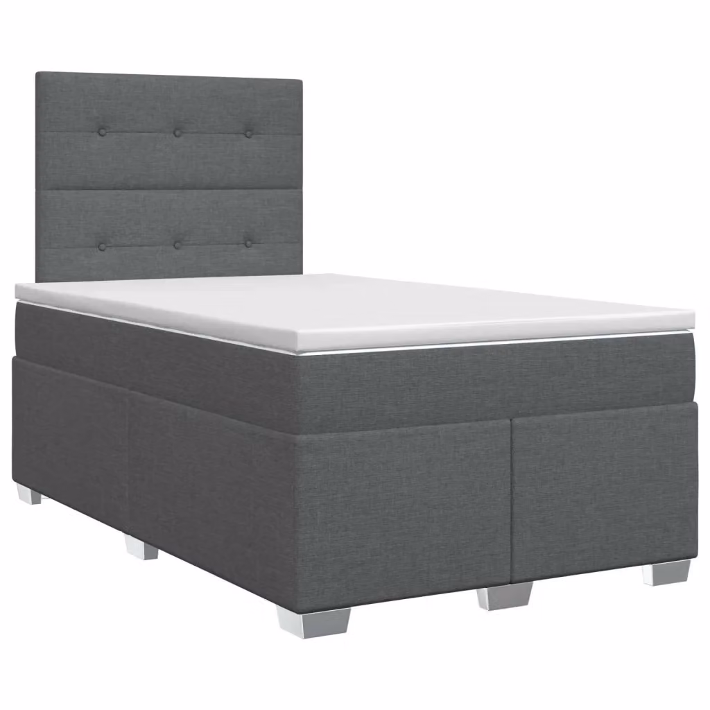 Letto box spring con materasso vidaXL in tessuto grigio e bianco L/P: 120 x 200 cm – 2