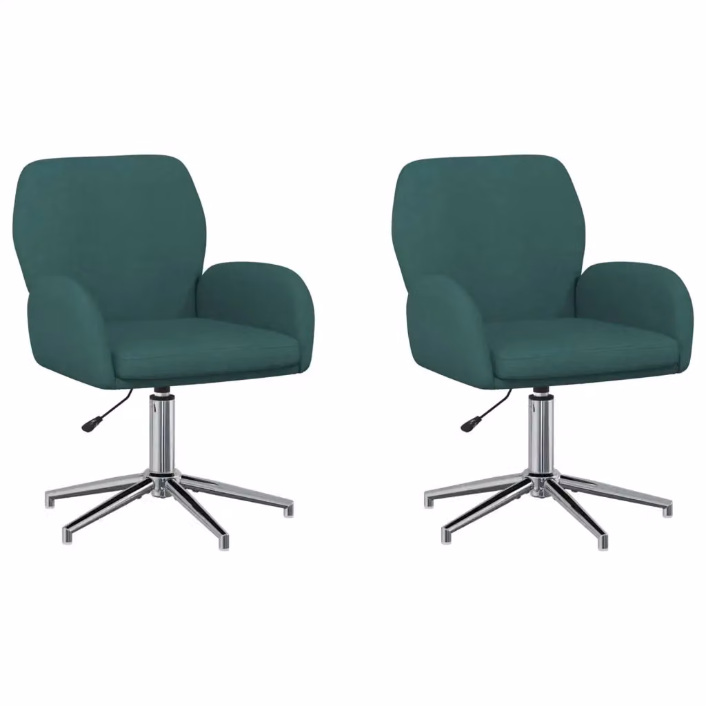 Set di 2 sedie da scrivania girevoli vidaXL in tessuto verde, regolabili in altezza con braccioli, L/P/H: 54 x 58 x 90 cm – 2