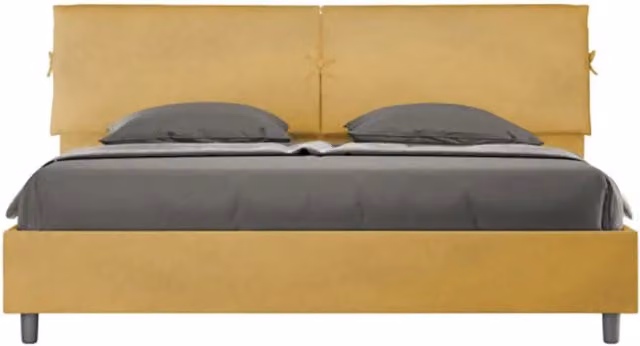 Letto matrimoniale king size con contenitore Mados imbottito in microfibra colore ocra L/P/H: 180 x 210 x 110 cm – 1