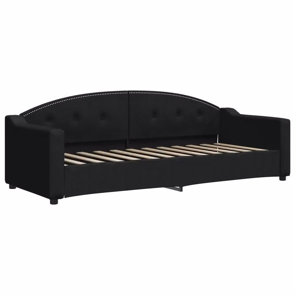 Letto da Giorno Moderno vidaXL in Tessuto Nero con Braccioli L/P/H: 200 x 80 x 75 cm – 2