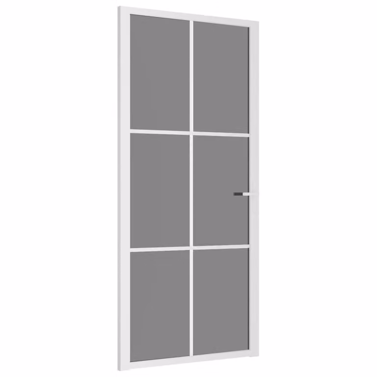 Porta interna 93x201,5 cm Vetro ESG bianco e alluminio
