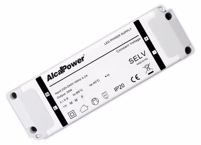Alcapower Alimentatore Switching per Illuminotecnica 12V 30W 2.5A IP20, protezione integrata contro sovratensioni e cortocircuiti, 133x42x30mm