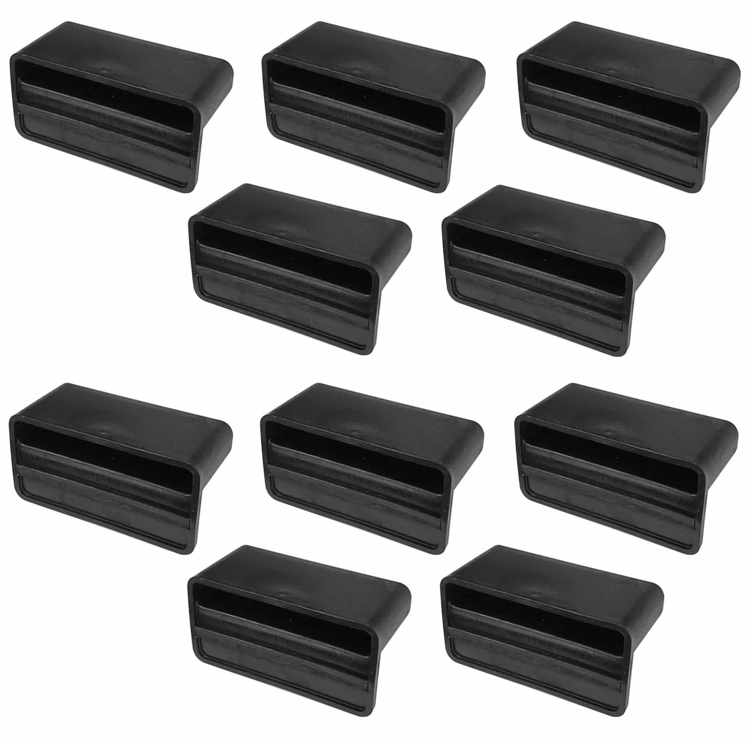 Tappi terminali in plastica, confezione da 10 pezzi, dimensioni 53x8 mm, colore nero, per reti a doghe