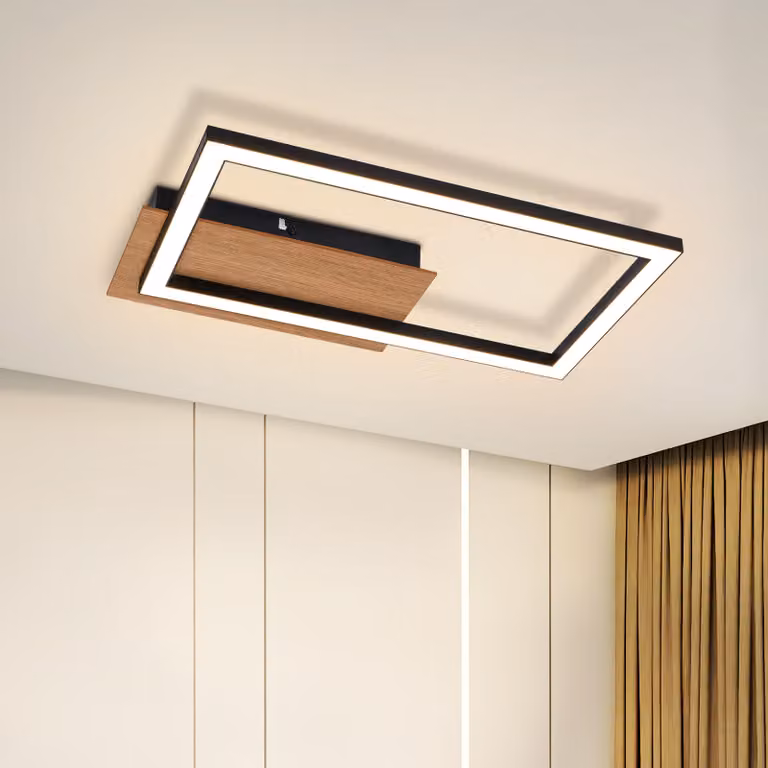 ZMH plafoniera LED plafoniera nera moderna camera da letto lampada 12W legno cucina lampada 3000K bianco caldo lampada rettangolare corridoio per soggiorno corridoio ufficio