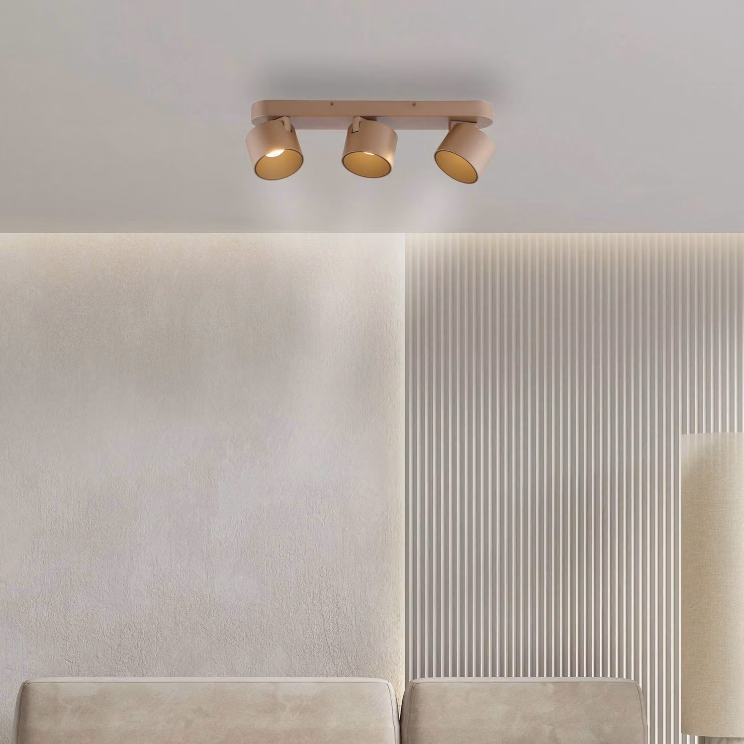 PURE Faretto da soffitto LED Cup, color bronzo, 56 cm, metallo, a 3 luci dimmerabile, Bronzo / Ottone antico, Soggiorno / Sala da pranzo, Metallo, Moderno