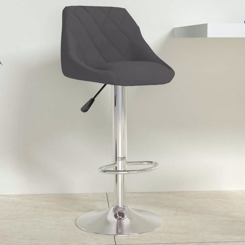 Sgabello da bar girevole vidaXL in velluto grigio con base in metallo e plastica