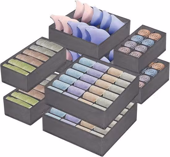 Set da 8 organizer per il corpo, organizer per caricabatterie, organizer pieghevole per guardaroba, contenitori per reggiseni, calzini, cravatte, maglie a tubino e sciarpe