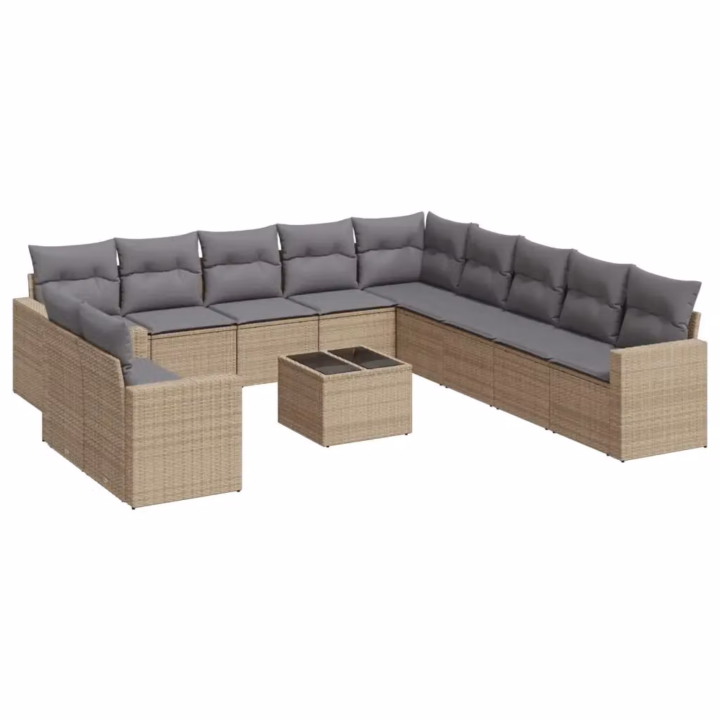Set di Divani da Giardino VIDAXL in Polyrattan con Cuscini Beige, Design Moderno a L per 12 Persone – 2