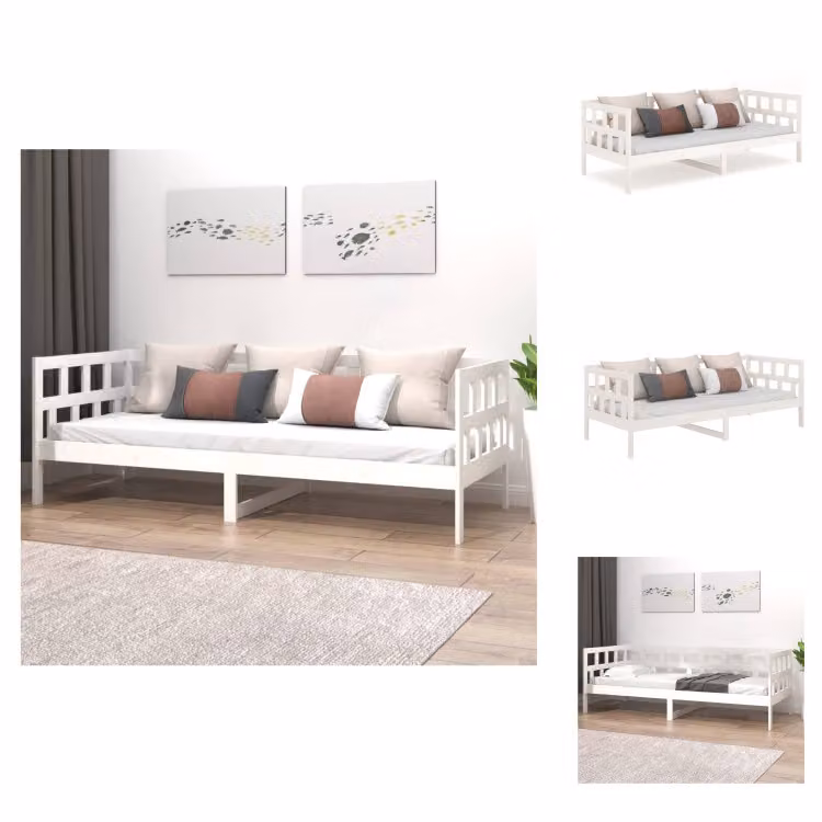 vidaXL Letto da giorno in pino massiccio bianco 90x190 cm - Letti e reti