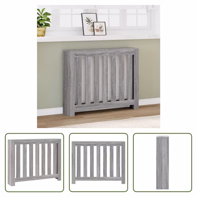 The Living Store Rivestimento per radiatori Grigio Sonoma 104x20x82 cm Materiale a base di legno