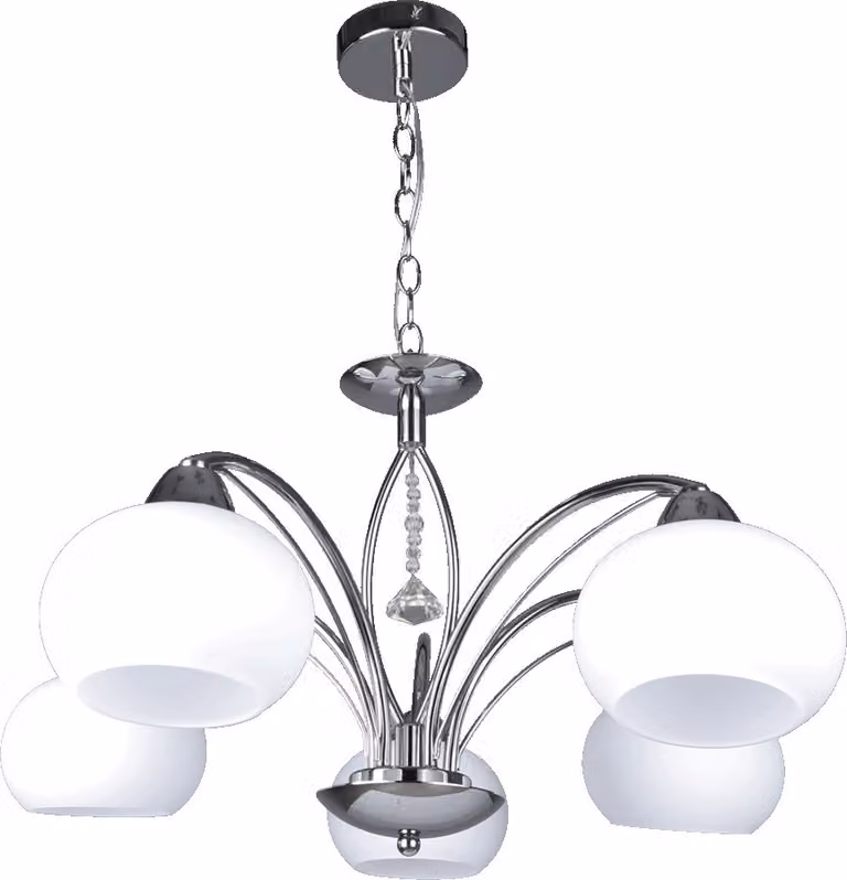 Lampada a sospensione ARAGONA 5xE27/40W cromo/bianco dimmerabile