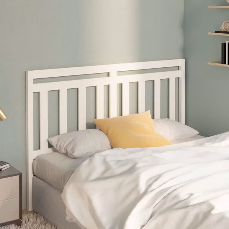 Testiera per letto vidaXL in legno massello di pino bianco, stile rustico, L: 166 cm, P: 4 cm, H: 100 cm
