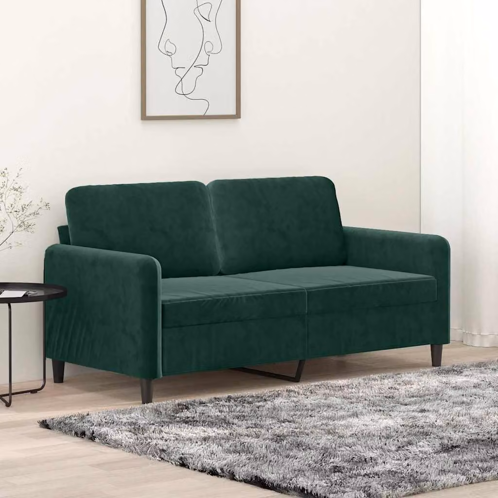 vidaXL Divano a 2 Posti Moderno in Velluto Verde con Struttura in Metallo