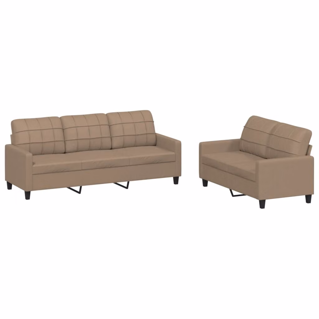 Set di Divani 2 pz con Cuscini cappuccino in Pelle finta