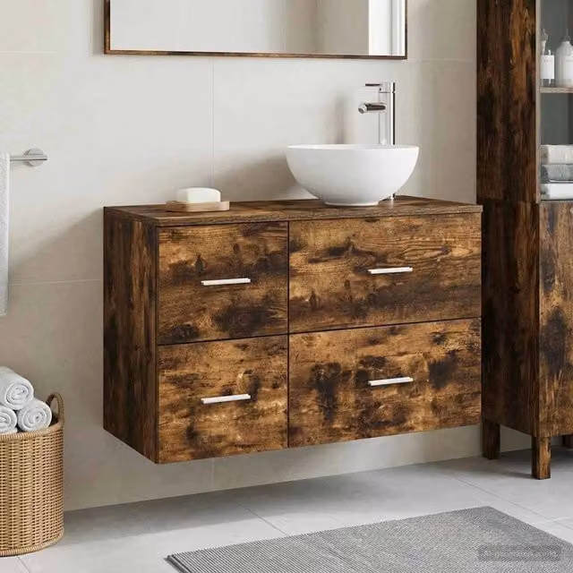 Set di mobili per il bagno 2 pz Rovere Fumo 3403948