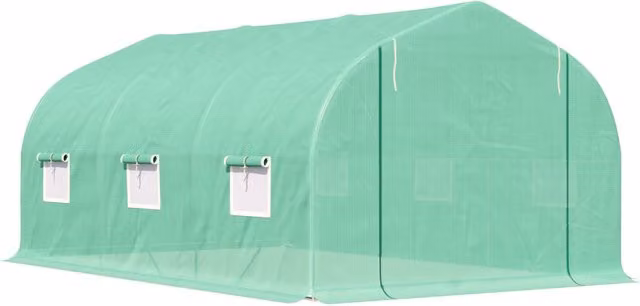 Serra in alluminio, serra a tunnel, serra calda, telaio freddo, serra per piante, serra per pomodori, tetto a due falde, 450 ¡Á 300 L ¡Á 205 H cm