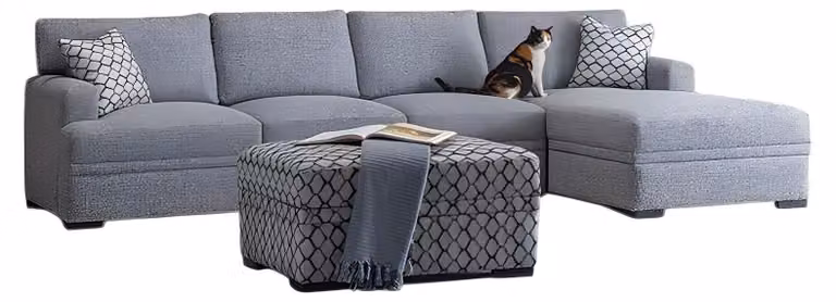 Modernes L-förmiges Ecksofa mit Pouf – Stilvoll und Komfortabel