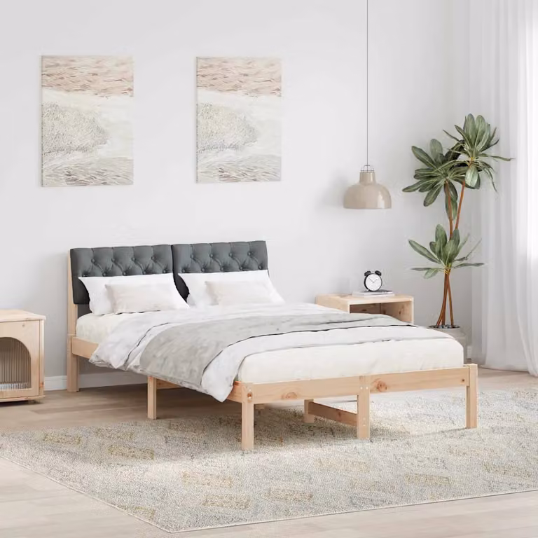 Struttura del letto moderna vidaXL in legno di pino marrone e grigio L/P/H: 120 x 200 x 78,5 cm