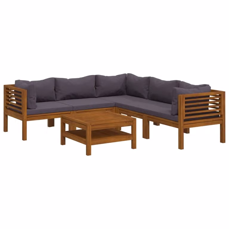 Set Divani da Giardino 6 pz con Cuscini in Massello di Acacia