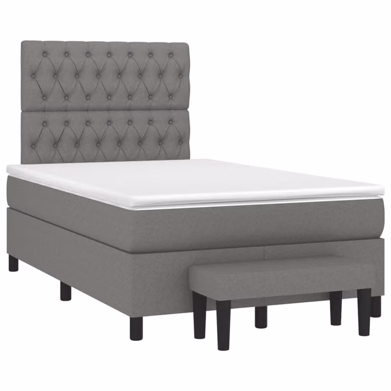 Giroletto a Molle con Materasso Grigio Scuro 120x190cm Tessuto