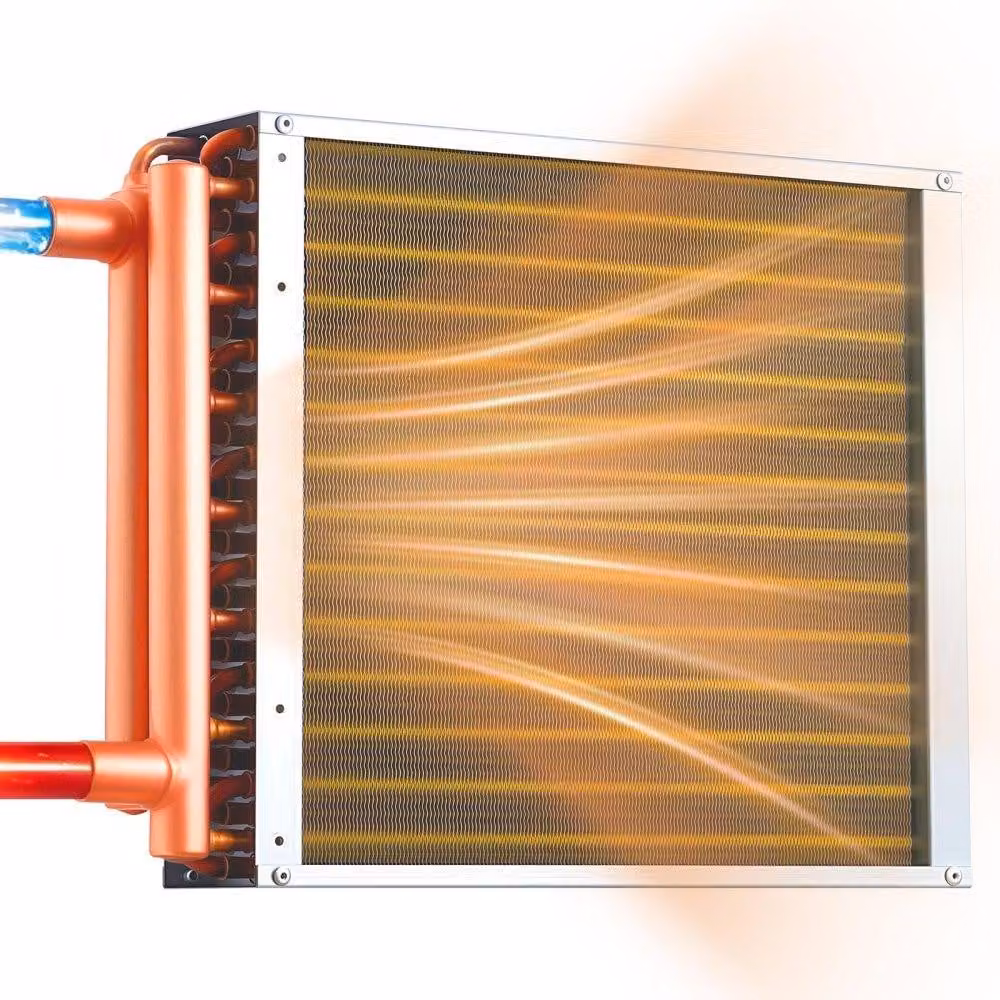 Scambiatore di calore a lamelle - 356x356 mm - Potenza: 19 kW - Materiali: alluminio e rame