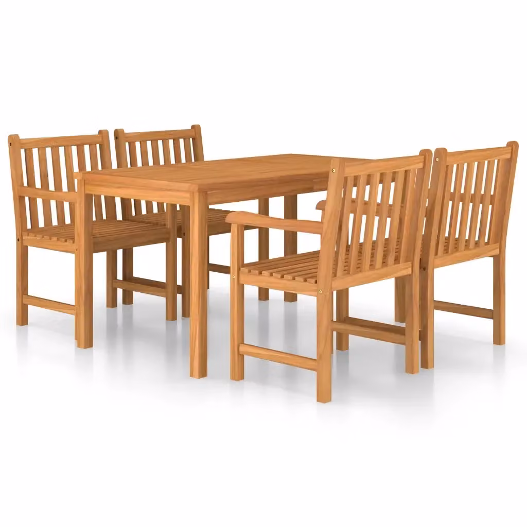 Set da pranzo da giardino vidaXL in legno di teak marrone, 5 pezzi, L: 140 cm x P: 80 cm – 2