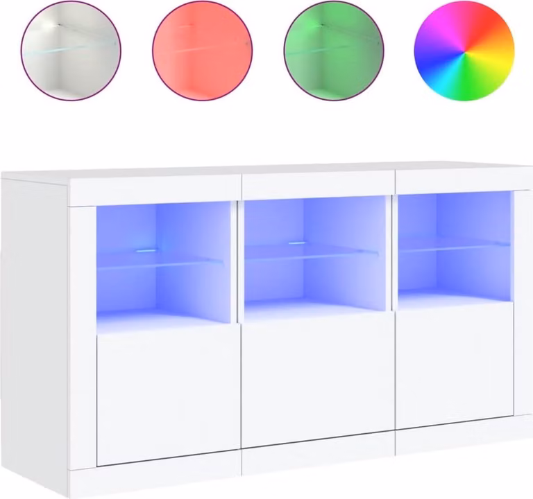 Credenza con Luci LED Bianca 123x37x67 cm