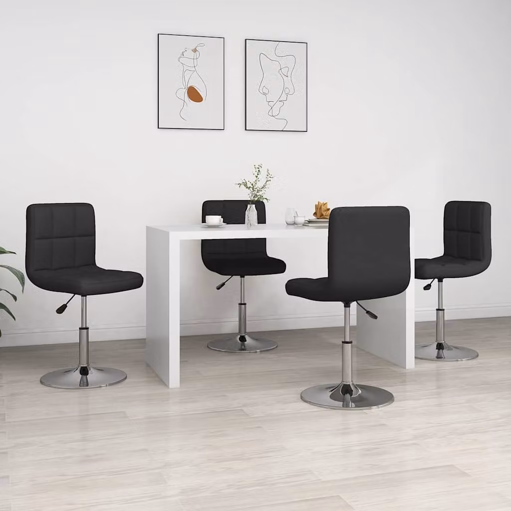 Set di 4 sedie da pranzo vidaXL moderne in similpelle nera con base girevole a 360 gradi per casa e ufficio – 1