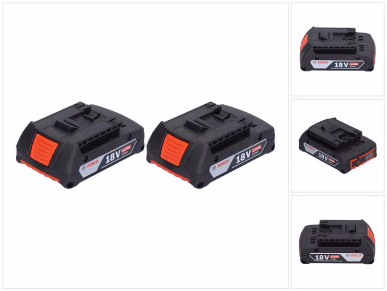 Kit batteria Bosch 2x GBA 18 V 2,0 Ah / 2000 mAh Batteria agli ioni di litio ad inserimento ( 2x 1600Z00036 )