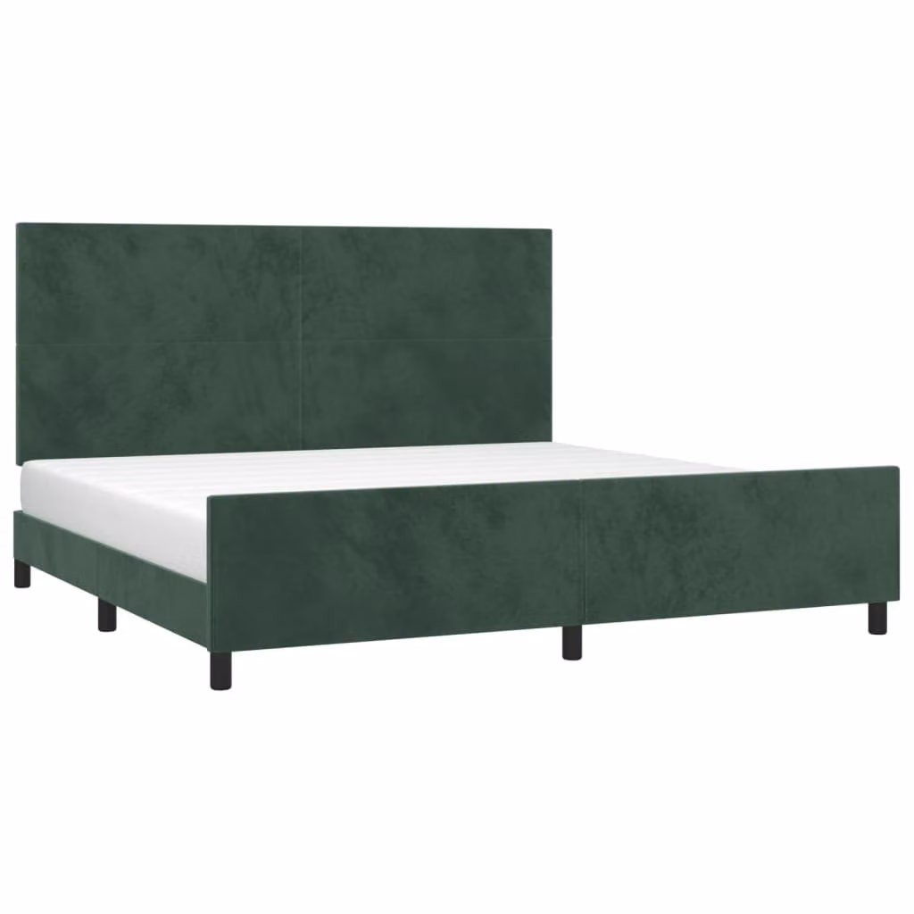 Giroletto senza Materasso Verde Scuro 200x200 cm in Velluto