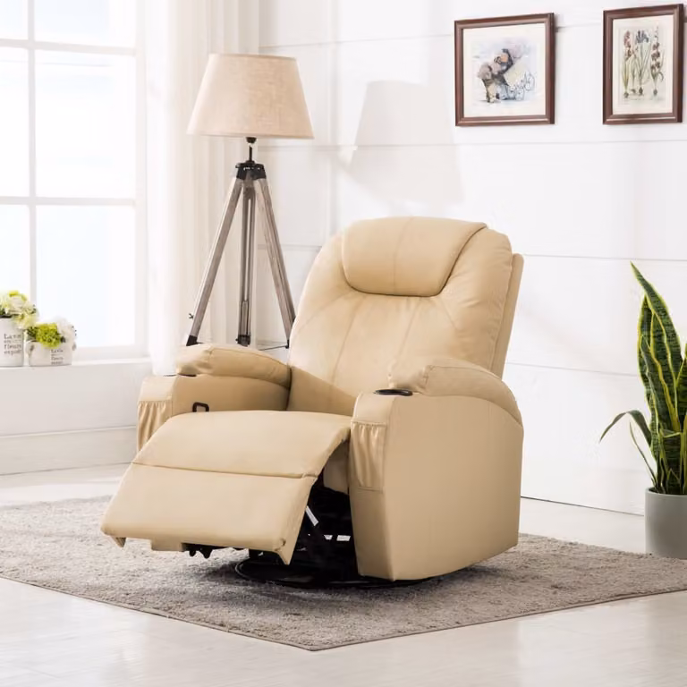 The Living Store Sedia a dondolo da massaggio in Pelle finta crema