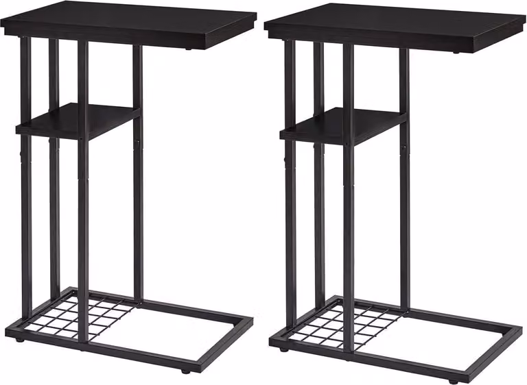 YMYNY tavolino a C design industriale set di 2 nero 40x26x61,5 cm