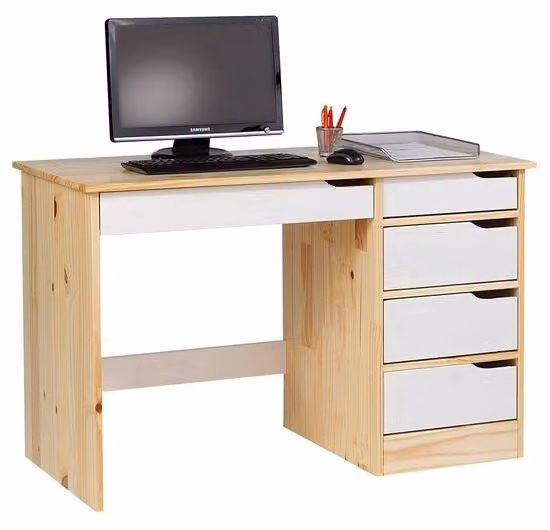 Scrivania in legno per studenti con cinque cassetti