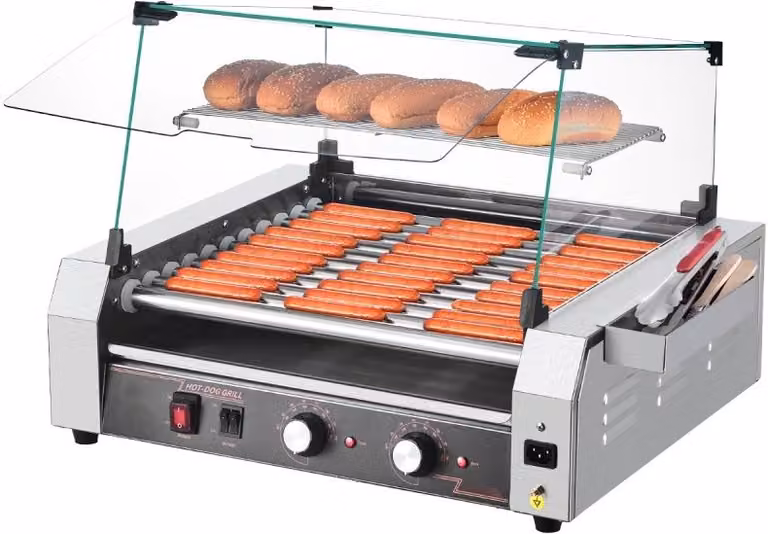 Griglia elettrica per hot dog - grill a rullo - grill per salsicce - scalda-panini - potenza 2200W