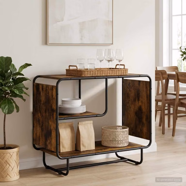 Credenza vidaXL in stile industrial, colore Rovere Fumo, L 80 x P 37,5 x H 64,5 cm
