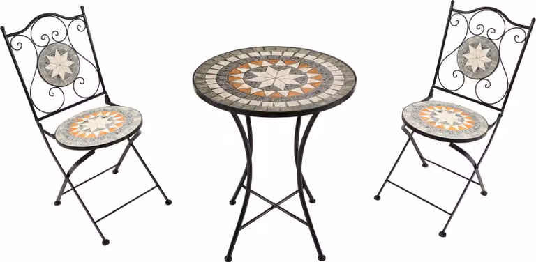 AXI Amélie Set Bistrot da Balcone, 2 Sedie 1 Tavolo, Set Bistrò Veranda Mosaico Marrone Stella - Set Bistro da Giardino, Tavolo Bistro a Mosaico per Giardino/Balcone/Terrazza