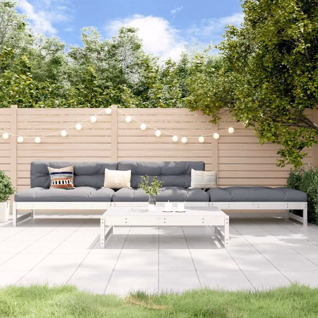 Maison Exclusive - Set Salotto da Giardino 4 pz Bianco in Legno Massello di Pino